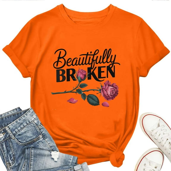 Beautifully Broken Women's T-Shirt – Inspirational Graphic Tee, Faith-Based Self Love, Casual Short Sleeve Christian Top