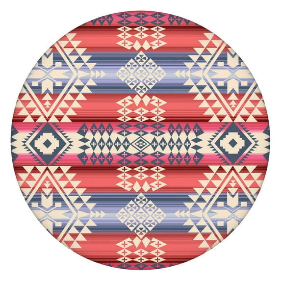 Beautifully Designed Bohemian Round Table Cover, Features Floral Motifs and Elasticized Edge for a Secure Fit on 56 Inch Tables