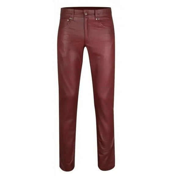 Beautifully Designed Red Color 100% Lambskin Leather Motorcycle Atheletic Pant For Men Size -34