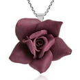 thumbnail image 1 of Beautifully Detailed Handmade Blooming Maroon Rose Sterling Silver Necklace, 1 of 6