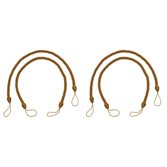 Beautifully Handcrafted Curtain and Drapery Decorative Rope Tieback, 26" Spread (66cm), 1/2" (1cm) Thick # CCTB,, Antique Gold #C4 (Dark Yellow Gold) 2 Pairs (Set of 4)