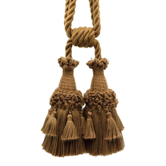 DECOPRO Beautifully Handcrafted Curtain & Drapery Tassel Tieback with Matte Finish, Tassel Length 6" (15cm), Spread 30" (76cm) # TBEMP62, Sienna Brown #E03 (Warm Red Brown) Set of 2