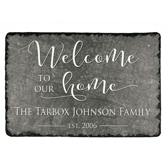 Beautifully Handcrafted and Customizable Slate Home Address Plaque (12”x8”or 16"x10") Improve the curb appeal of your property with this bespoke welcome sign.