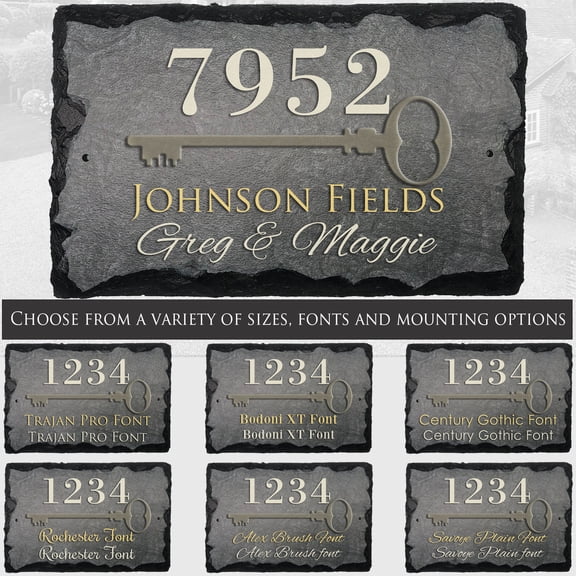 Beautifully Handcrafted and Customizable Slate Home Address Plaque (16"x10" or 12"x8") Improve the curb appeal of your property with this bespoke house sign.