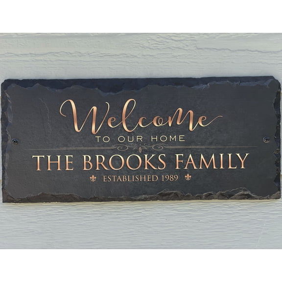 Beautifully Handcrafted and Customizable Slate Home Address Plaque (18"x8", 16”x10”, 12"x6" or 12"x8") Improve the curb appeal of your property with this bespoke house sign.