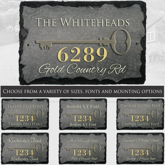 Beautifully Handcrafted and Customizable Slate Home Address Plaque