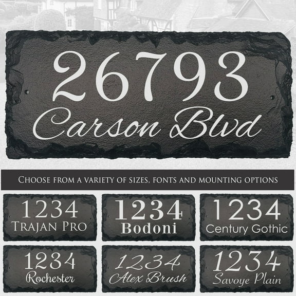 Beautifully Handcrafted and Customizable Slate Home Address Plaque