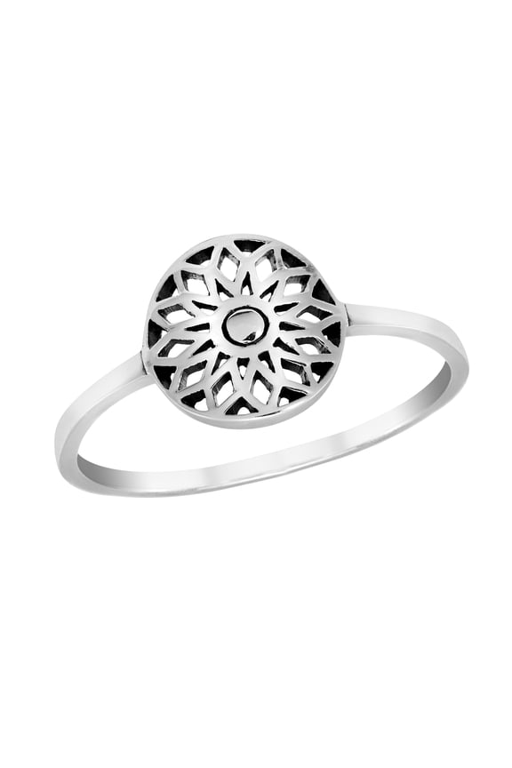 Beautifully Intricate Mandala Flower .925 Sterling Silver Band Ring-9