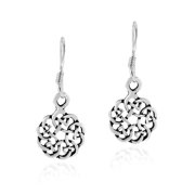 Beautifully Linked Celtic Knots Round Sterling Silver Dangle Earrings