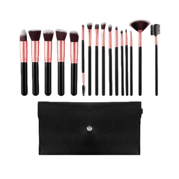 Beautifully Makeup Brush, 14 Piece Set with PU Bag BLACK/GOLD