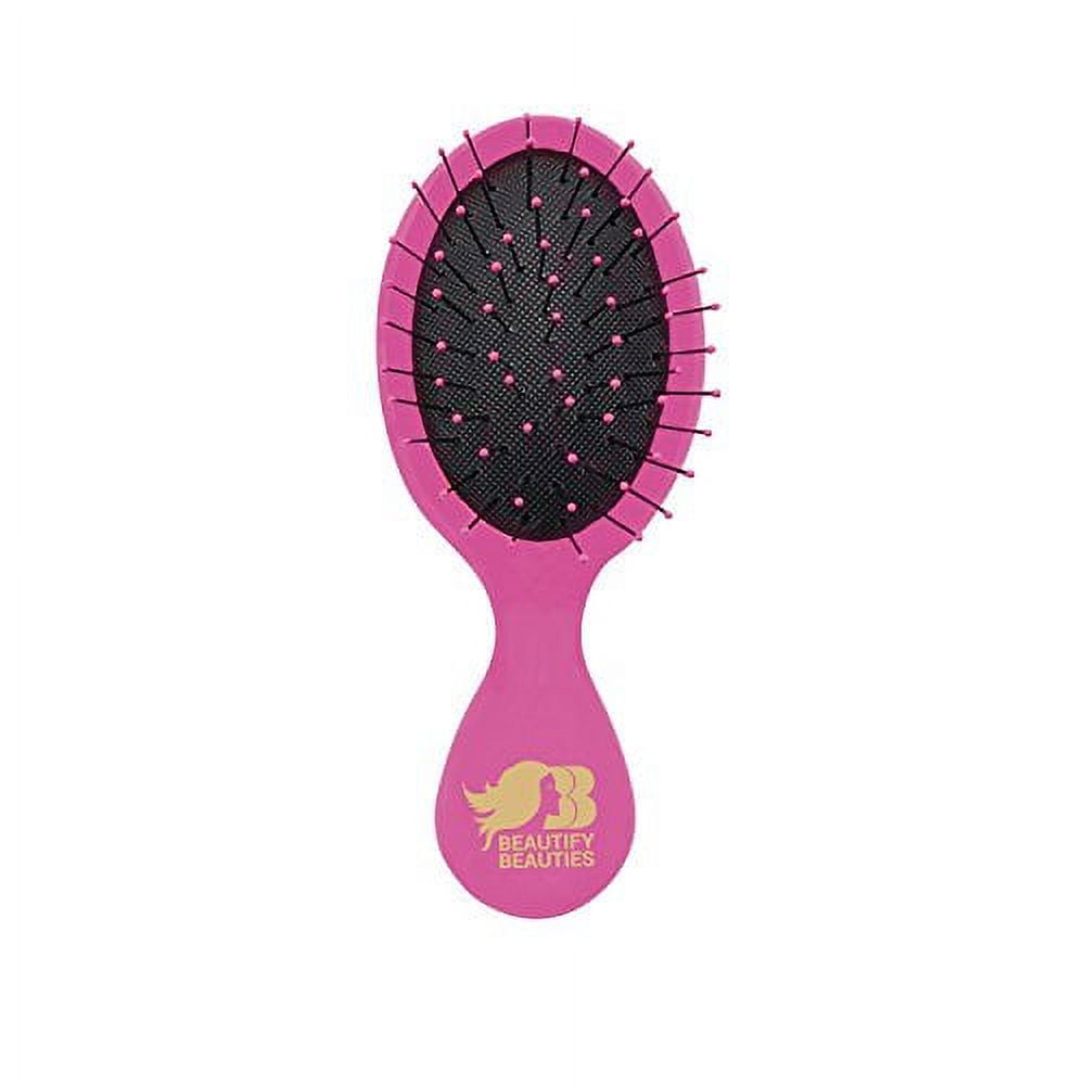 Mini Hair Brush for Purse, Small Portable Pocket Hair Brush with Mirror for  Girls, Travel Size, Pink