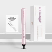 Beautigo Steam Hair Straightener Flat Iron, Anti-Frizz Moisturizing Steam, Reduce Heat Damage, 20s Fast Heat, Ceramic Plates for Thick, Curly & Frizzy Hair, Rose Gold