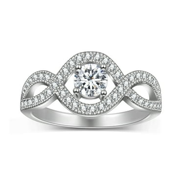 Beautlace 0.5CT Moissanite Engagement Rings,925 Sterling Silver Infinity Twist Ring Promise Ring for Women-Size 7