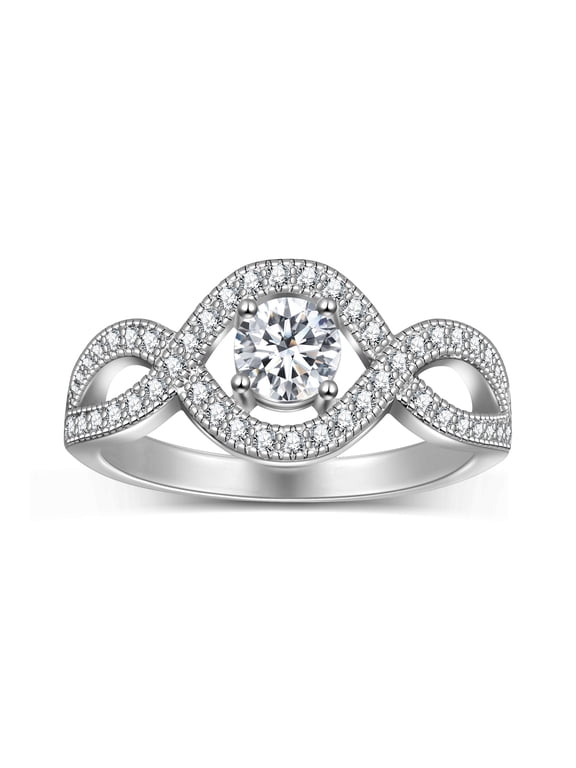 0.5CT Moissanite Engagement Rings,925 Sterling Silver Infinity Twist Ring Promise Ring for Women-Size 8