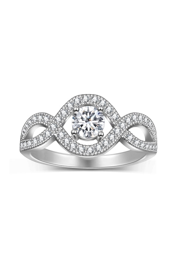 0.5CT Moissanite Engagement Rings,925 Sterling Silver Infinity Twist Ring Promise Ring for Women-Size 9