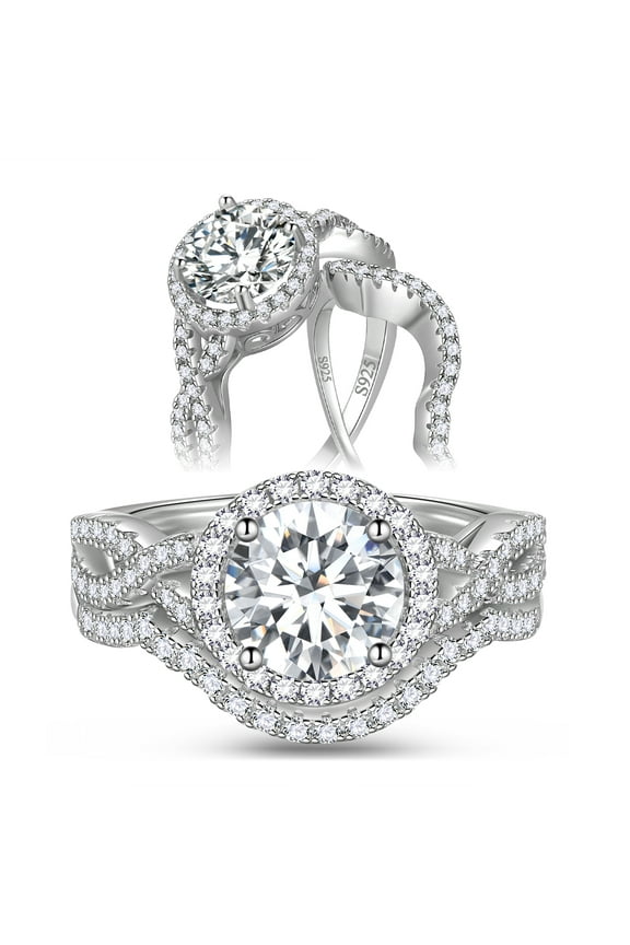 1.5 Ct Infinity Moissanite Engagement Ring Set,Sterling Silver Wedding Bridal Rings for Women ,Size 8