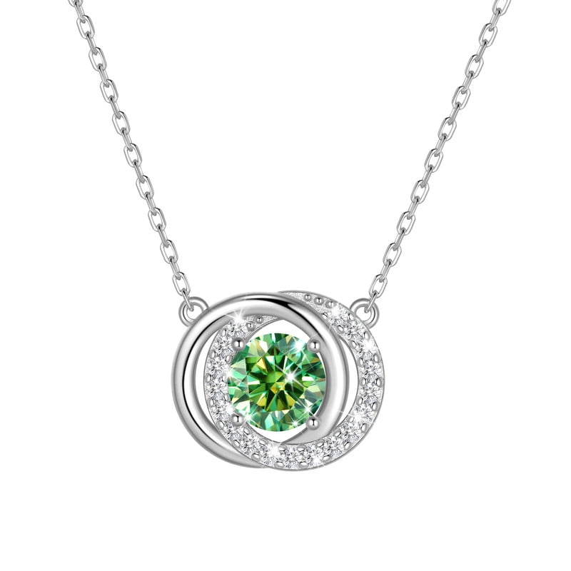 Beautlace 1 Carat Moissanite Necklace D Color VVS1 Round Cut Simulated Diamond Halo Pendant Necklace, 925 Sterling Silver May Birthstone Necklace Birthday Christmas Jewelry Gifts for Women