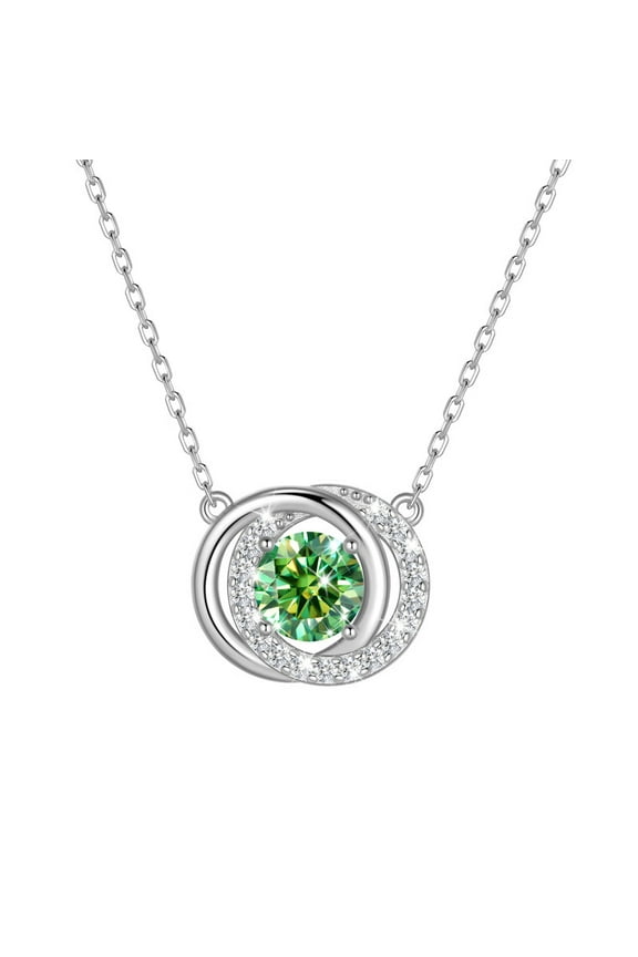 1 Carat Moissanite Necklace D Color VVS1 Round Cut Simulated Diamond Halo Pendant Necklace, 925 Sterling Silver May Birthstone Necklace Birthday Christmas Jewelry Gifts for Women