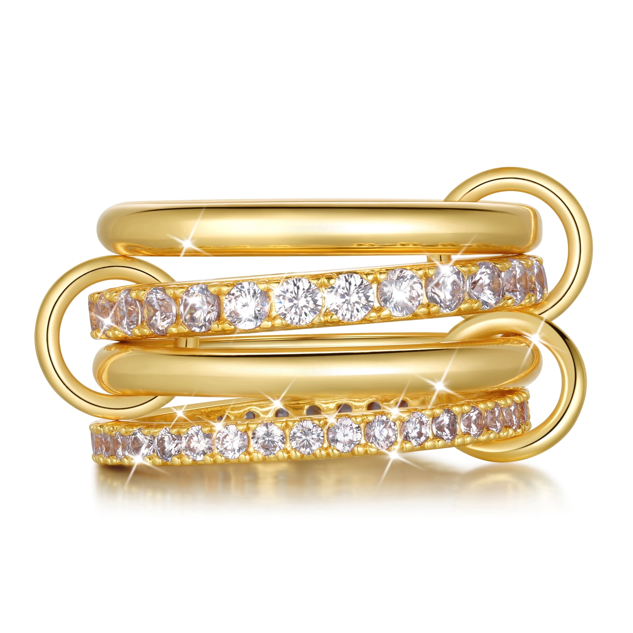 Interlocked Stackable Rings Beautlace 18K Gold Plated Interlocked Stackable Rings for Women -Non ...