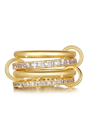 18K Gold Plated Interlocked Stackable Rings for Women -Non Tarnish Multi Ring Stack Connected Bands Jewelry Gifts for Birthday Christmas Valentines Mother's day Size 6/7/8/9/10