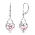 thumbnail image 1 of Beautlace 18K White Gold Plated Heart Drop Earrings,Love Heart October Tourmaline Birthstone Dangle Heart Earrings with CZ Birthday Christmas Valentines Mother's Day Jewelry Gifts for Women Mom Wife, 1 of 10