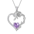 thumbnail image 1 of Beautlace 18K White Gold Plated Heart Rose Birthstone Necklace for Women,Crystal Pendant Jewelry Gift for Wife Mom Girlfriend,Birthday Valentine’s Day Mother’s Day Gift, 1 of 10