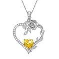 thumbnail image 1 of Beautlace 18K White Gold Plated Heart Rose Birthstone Necklace for Women,Crystal Pendant Jewelry Gift for Wife Mom Girlfriend,Birthday Valentine’s Day Mother’s Day Gift, 1 of 10