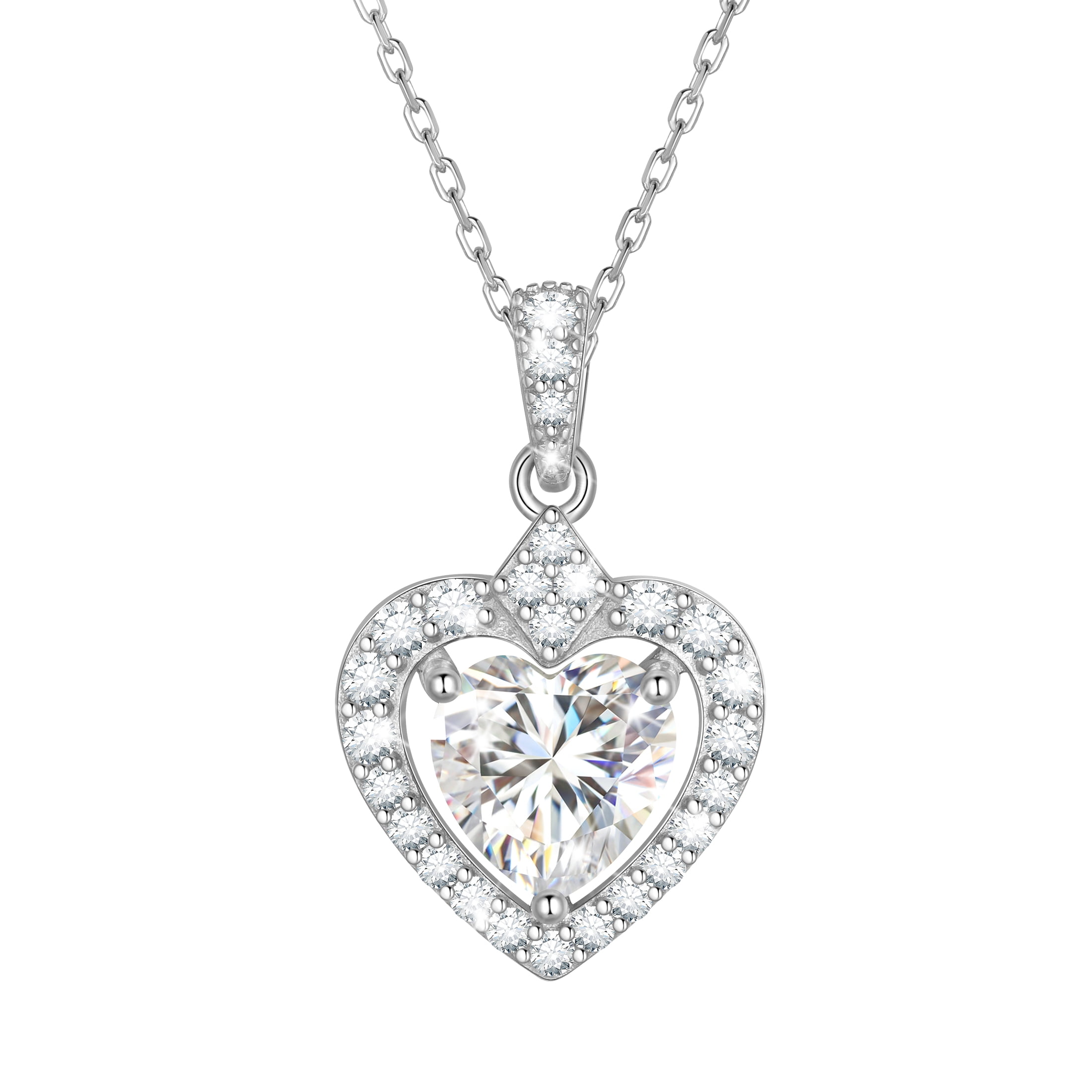 Beautlace 2 Carat Moissanite Necklace for Women,925 Stering Silver D Color VVS1 Heart Pendant Necklace Jewelry Gift for Birthday Christmas Anniversary Wedding