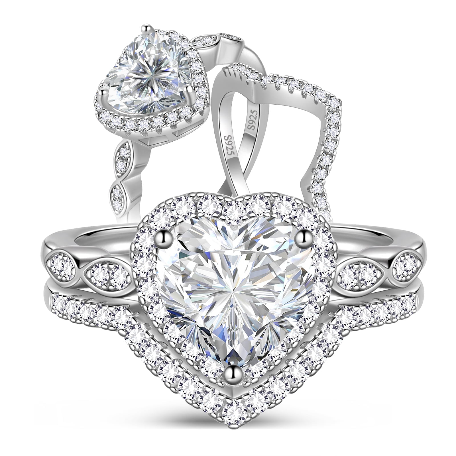 925 Sterling silver heart claddagh rings friendship jewelry love open rings  for women friends - Hunza Bazar