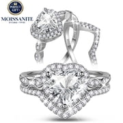Beautlace 2Ct Heart Wedding Ring Set,Sterling Silver Moissanite Engagement Bridal Rings Set Jewelry Gifts for Women Size 7