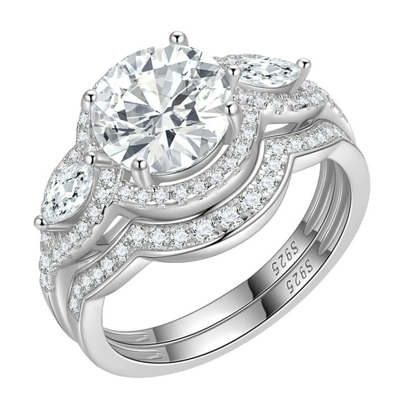 Beautlace 4CT Wedding Rings Set,Brilliant Cut 925 Sterling Silver 5A Cz Engagement Bands Promise Bridal Ring Set Jewelry Gift for Women Her Size 7