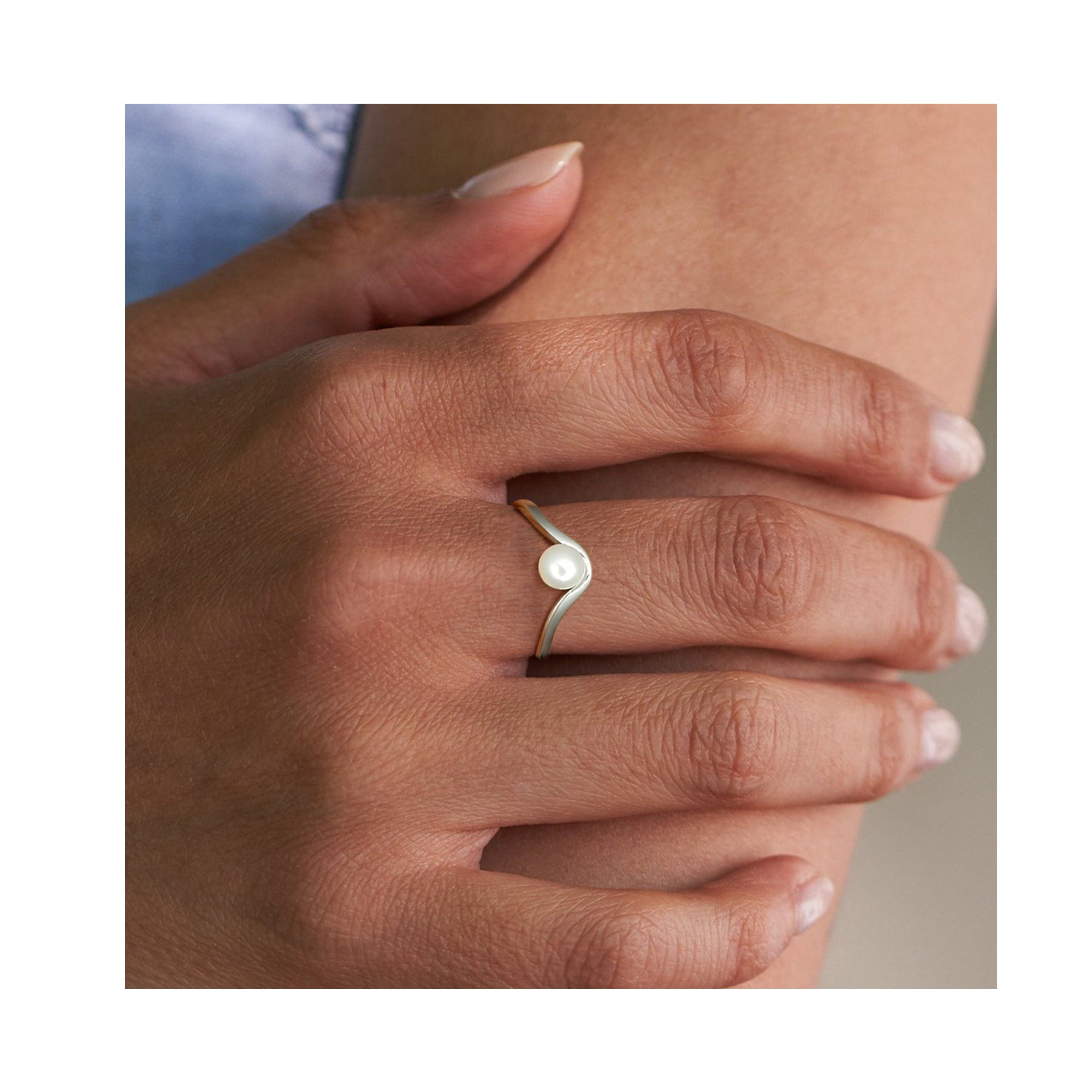 BEAUTLACE 6mm Freshwater Pearl Ring for Women,925 Sterling Silver Adjustable Birthstone Ring Jewelry Gifts for Mother's Day,Birthday,Wedding