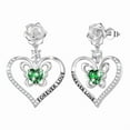 thumbnail image 1 of Beautlace 925 Stering Silver Forever Love Butterfly Heart Stud Earrings,May Emerald Birthstone Rose Flower Dangle Drop Earrings Jewelry Birthday Christmas Gifts for Women, 1 of 12