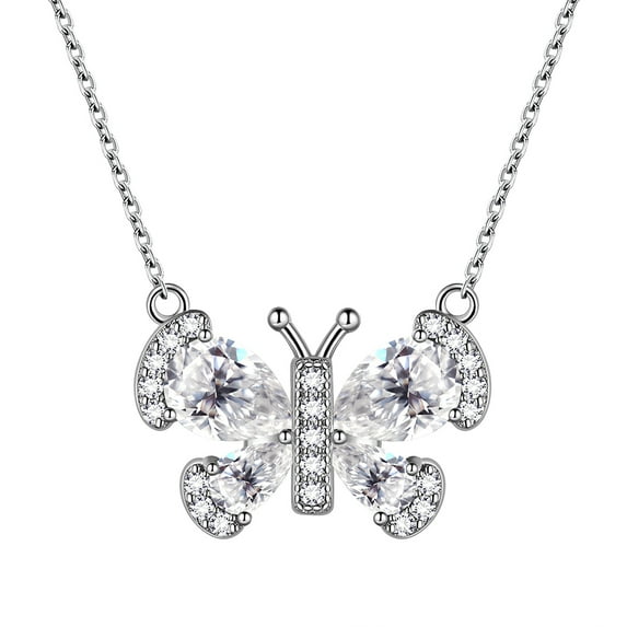 Beautlace 925 Sterling Silver Birthstone Necklace,Butterfly Pendant Necklace Fine Jewelry Anniversary Birthday Christmas Gifts for Women