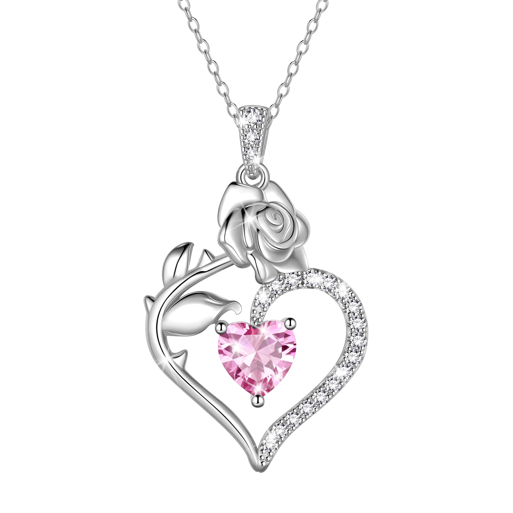 September Birthstone Heart Charm - 925 Sterling Silver, Morning Glory Flower, Sapphire Birthstone, Gift Box Included