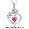 thumbnail image 1 of Beautlace 925 Sterling Silver Birthstone Necklace Rose Flower Heart Pendant Jewelry Christmas Valentines Mother's Day Gifts for Women Mom Wife/Lover, 1 of 13