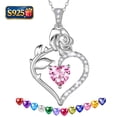 thumbnail image 1 of Beautlace 925 Sterling Silver October Pink Birthstone Necklace Rose Flower Heart Pendant Jewelry Christmas Valentines Mother's Day Gifts for Women Mom Wife/Lover, 1 of 14