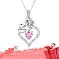 thumbnail image 1 of Beautlace 925 Sterling Silver Birthstone Necklace Rose Flower Heart Pendant Jewelry Christmas Valentines Mother's Day Gifts for Women Mom Wife/Lover, 1 of 13