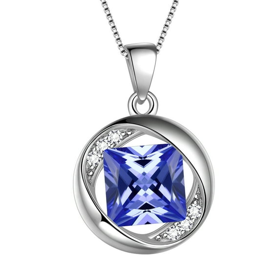 Beautlace 925 Sterling Silver Birthstone Necklace,Round Pendant CZ Birth Stone Jewelry for Women