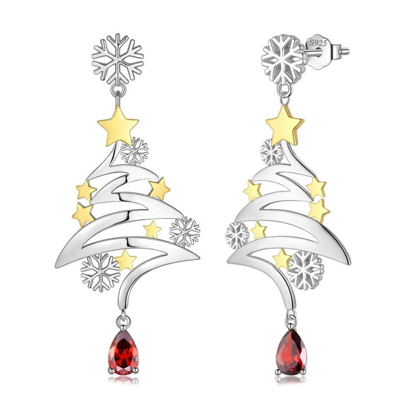 Beautlace 925 Sterling Silver Cute Christmas Tree Dangle Earrings Christmas Costume Jewelry Gifts for Women Xmas Party Jewelry Gift