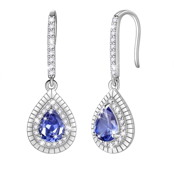 Beautlace 925 Sterling Silver December Birthstone Dangle Earrings, Pear Cut Hook Drop Earrings Jewelry,Birthday Christmas Valentine Mother's Day Gift for Women/Mom/Wife