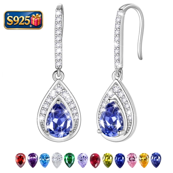 Beautlace 925 Sterling Silver December Birthstone Dangle Earrings,Pear Cut Hook Drop Earrings Jewelry,Birthday Christmas Valentine's Day Gift for Women/Mom/Wife Stocking Stuffers Ideas