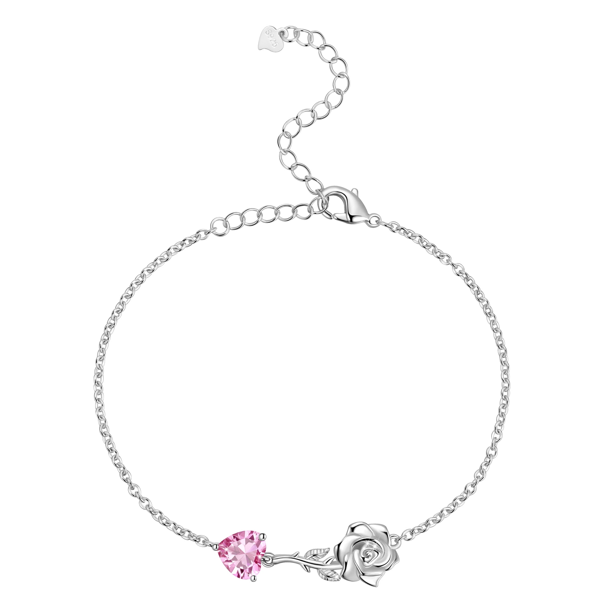 ★rosemont★ SILVER bracelet (February birthstone) RC0342 Beautlace 925 Sterling Silver Heart Birthstone Bracelet,Rose