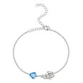 thumbnail image 1 of Beautlace 925 Sterling Silver Heart Birthstone Bracelet,Rose Flower Heart Charm Bracelet Adjustable Link Chain Jewelry Gifts for Women Mom Girls-March, 1 of 9