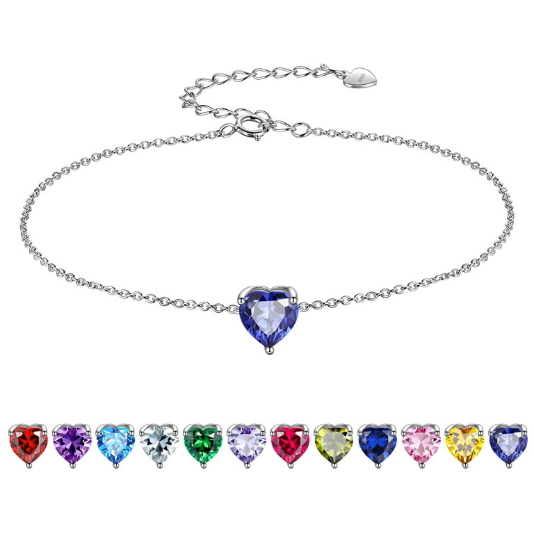 Beautlace 925 Sterling Silver Heart Charm Bracelet,Adjustable