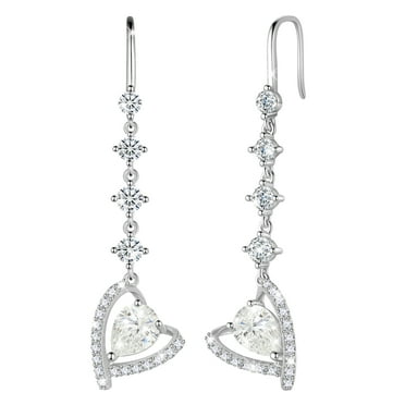Beautlace 925 Sterling Silver Heart Drop Earrings,Love Heart April Birthstone Dangle Earrings Hook Jewelry Birthday Christmas Valentines Mother's Day Gifts for Women Mom