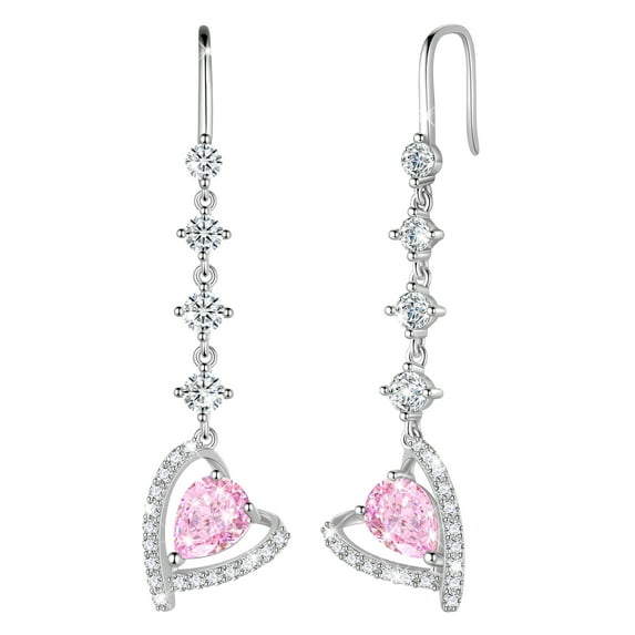 Beautlace 925 Sterling Silver Heart Drop Earrings,Love Heart October Tourmaline Birthstone Hook Dangle Earrings Jewelry Birthday Christmas Valentines Mother's Day Gifts for Women Mom