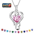 thumbnail image 1 of Beautlace 925 Sterling Silver Heart Necklace for Women,Love Heart October Pink Tourmaline Birthstone Pendant Jewelry Gift for Mom Wife Girlfriend, Anniversary Birthday Christmas Mother's Day Gift, 1 of 13