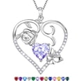 thumbnail image 1 of Beautlace 925 Sterling Silver Heart Rose Necklace,Butterfly Flower Cute Animal Pendant Necklace Jewelry Birthday Christmas Valentines Mother's Day Gifts for Women Mom -June, 1 of 12