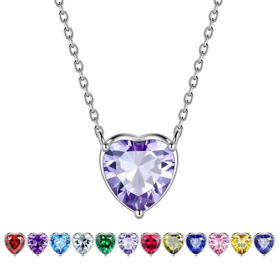 Beautlace 925 Sterling Silver June Birthstone Necklace,Small Hearts Love Pendant Women,Tiny Alexandrite Heart Stone Birth Necklace Men Birthday Gift Present Minimalist Jewelry